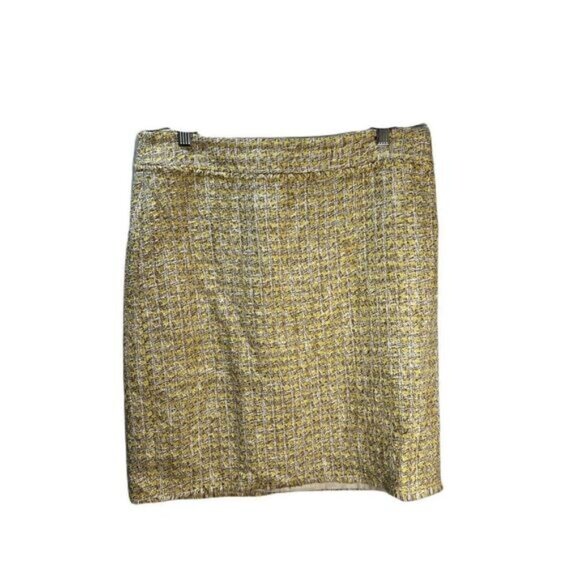 Ann Taylor Yellow Tweed Mini Skirt Size 10 - Picture 2 of 7
